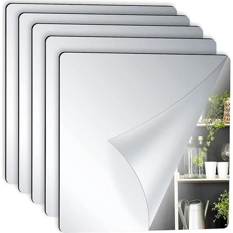 Feuille Miroir Acrylique - Flexible - 20 x 20 cm - Pour Décoration Murale Et Projets Bricolage - Lot De 10 (1/5)