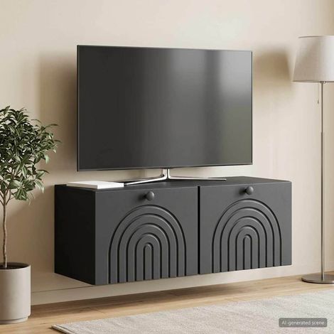 Wandmontierter TV-Schrank Schwarz 78,5 x 31 x 30 cm (1/5)