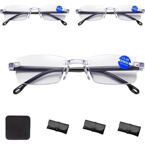 Magnifying Glasses, Mini Shine Glasses, Reading Magnifying Glass, Box Included, Hands Free Magnifier for Glasses Wearers, Set of 3 300% Magnifying Glasses, for Close Work, Leisure, Reading (1/5)