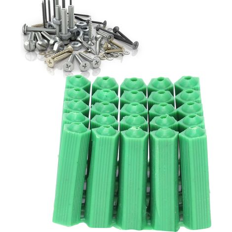 Lot de 100 chevilles de fixation murales en plastique M6, accessoires pour tubes d'expansion verts (1/5)