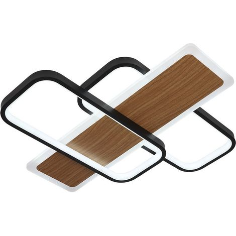 LED Deckenleuchte 120W 13200lm 3000-6500K 50cm Schwarz/Holz Dimmbar Forqueta Serie
