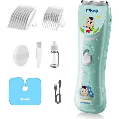 Quiet Hair Clipper for Kids, USB Rechargeable kids waterproof hair cutting kit, cordless baby hair clipper with two guide combs (1/5)
