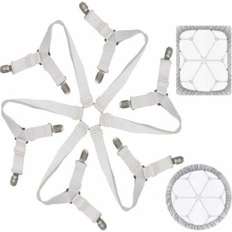 Tendeur Drap Housse Lit Drap Réglable Attache Drap Housse Élastique 3 Voies 6 Côtés Feuilles De Literie Bretelles Drap De Lit Attaches Pour Draps De Lit Coussin De Canapé Matelas Blanc (1/5)