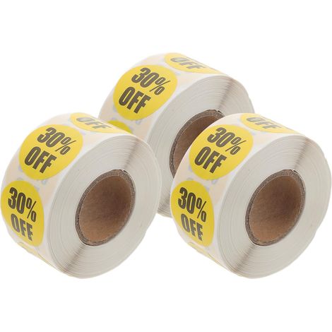 3 Rollen 500 Gelbe Selbstklebende Aufkleber pro Rolle Runde
