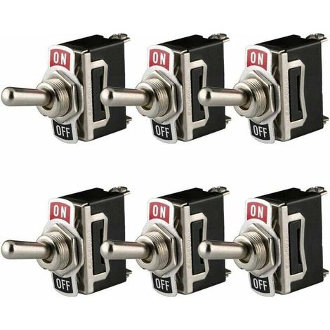 Rocker Switch 12V-24V-48V-110V/10A, SPST Metal Toggle Switch, On/Off 2 Position 2 Pin, for Car Dashboard Light Pack of 6, Black (1/5)