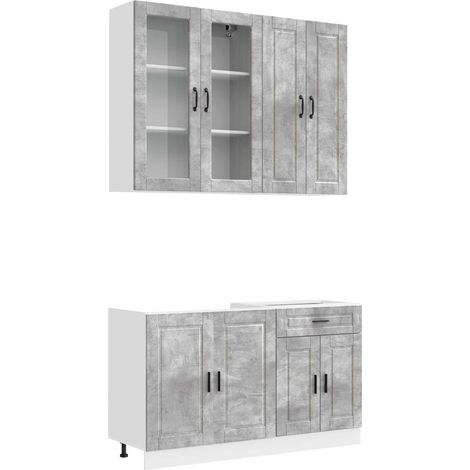Kitchen Unit PORTO 4 pcs Concrete Grey Engineered Wood vidaXL