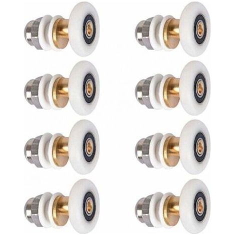 8 Pièces Roulette Porte Douche Roulettes de Porte Coulissante Cabine de Douche Porte Poulies Roue de Rechange pour Rouleau avec Diamètre de Roues 25mm (1/5)
