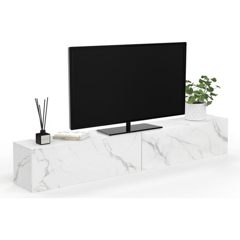 TV-Möbel 180 cm hängend ELIO 2 Türen Holz Marmoreffekt