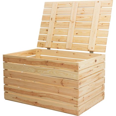 Grosse Holztruhe 80er Natur mit Deckel 80x50x39cm (1/5)