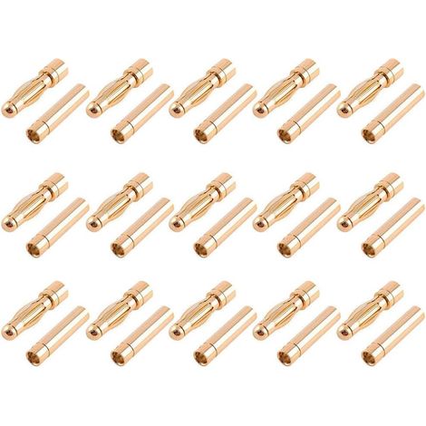 15 pares de conectores tipo bala chapados en oro de 4 mm, conectores banana macho y hembra de repuesto para baterías Lipo RC