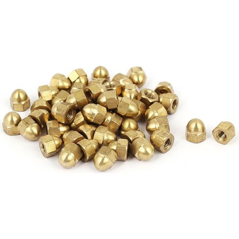 50pcs Écrou Borgne Laiton M4 Hexagonal Dôme Clou Décoratif pour Vis Boulon