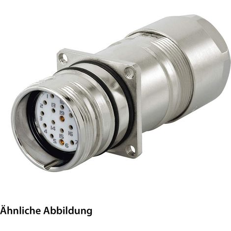 HUMMEL SET inkl. Kontakte M23 Signal Wanddurchführung Kupplung, Löteinsatz gerade Polzahl 12-pol., Buchse Hinterwand, Kabelabgang gerade, Klemmbereich 7,0mm - 12,0mm - 1 Stück