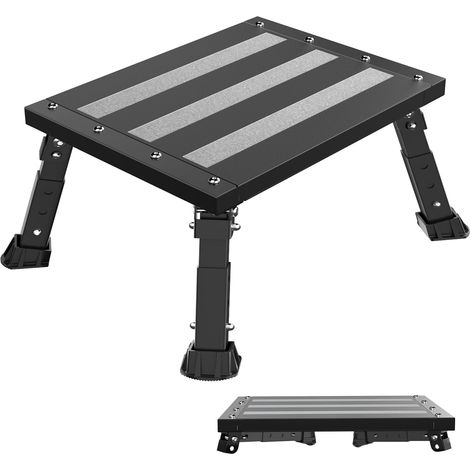 Marchepied pliable en aluminium pour camping-car, hauteur réglable, 220 kg Marchepied de camping stable en aluminium avec design pliable pour camping-car, caravane, extérieur et maison (1/5)
