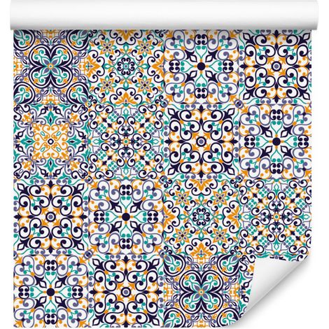 Papel pintado con diseño y mosaico colorido para salón y dormitorio, 50x1000 cm. (1/5)