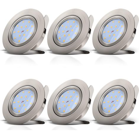lot de 6 spots LED encastrables ultra-plats, orientables, dimmables, plafonnier design, éclairage plafond intérieur, luminaire encastrable, blanc chaud, 6x5,5W (1/5)