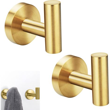 2 Pateres Ventouse Acier Inox Dores 6KG sans Perçage Porte-Serviettes Murale (1/5)