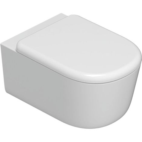 Vaso sospeso CLEANSTORM® in ceramica 54x36 cm Globo Lalita LTS02BI  Bianco - Ceramica - Con copri wc soft close