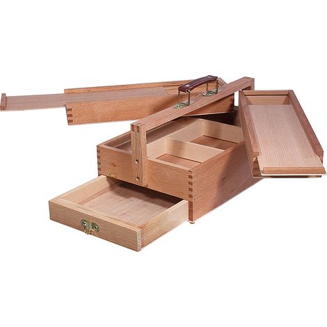 Coffret de peinture Vannes – Mallette en bois massif avec 4 compartiments de rangement – Dimensions 39x23x17,5 cm – Artina (1/5)