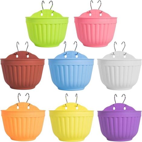 8 Pcs Coloré Résine Tenture Murale Jardinière Pot Vertical Jardin Vivant Mur Montage Fenêtre Accrocher Intérieur Extérieur Plante pour Cuisine Herbe Balcon Garde-Corps Étagère Clôture Treillis,,de DEB (1/5)