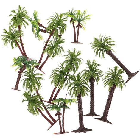 Mini Palmiers Artificiels Ambiance Exotique Lot de 12 en Résine Décor Réaliste Tropical Vert pour Micro Paysages et Tables à Sable pour Bureaux et Paysages (1/5)