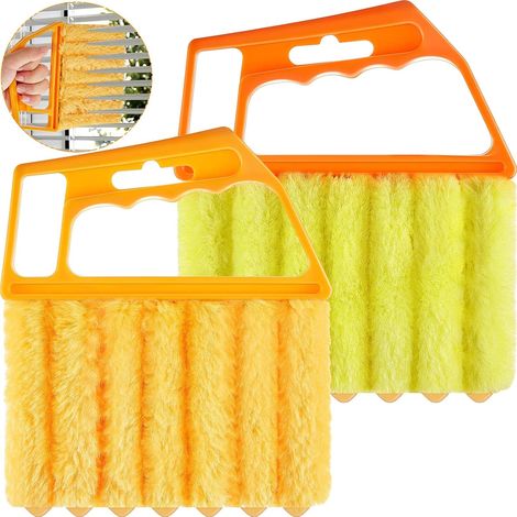 Cepillo de limpieza portátil para rejillas de ventilación del aire acondicionado, extraíble y lavable, para quitar el polvo de las ranuras, cepillo de limpieza para persianas con clip. (1/5)