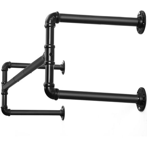 Appendiabiti industriale set da 2 salva-spazio capacità di 60 kg ciascuno 110 cm installazione facile nero 120002356