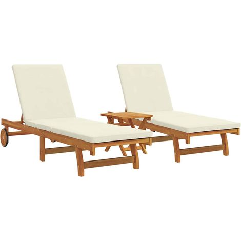 Maison Exclusive - Lettino da sole 3 pz Legno di Acacia Massello Marrone (1/5)