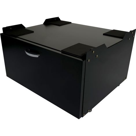 Waschmaschinenunterschrank HHG-501, Sockel Podest Erhöhung Untergestell, Schublade 33x61x52cm schwarz