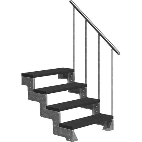 Dolle Außentreppe Gardentop 72-88cm Geschosshöhe mit Trimax anthrazit 100cm breit mit Geländer