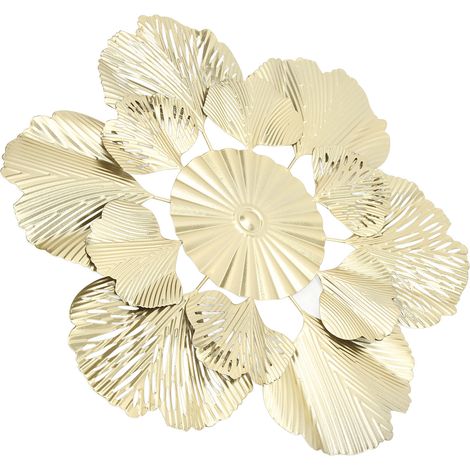 Décoration Murale Nordique Feuille d'Abricot Miroir Pendentif en Fer Art pour Porche, Taille 43,3x43,5x3cm (1/5)
