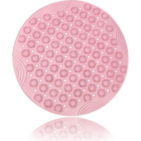 Tapis de bain rond antidérapant tapis de massage de baignoire anti - moisissure (Rose) (1/5)