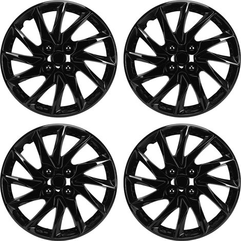 Enjoliveurs de Roue 15 Pouces, Universel, Noir, Compatible avec 500 et 208, Lot de 4, pour Voiture Camion SUV (1/5)