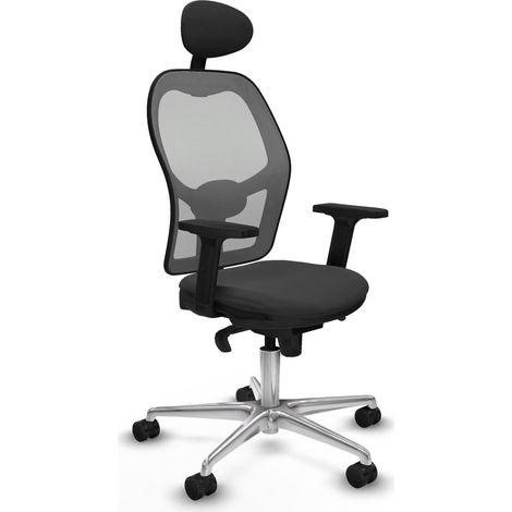 Jorquera sincro malla gris similpiel gris oscuro brazos 2D base aluminio cabecero fijo ruedas 65mm nailon (1/5)
