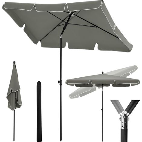 WOLTU Sombrilla de Jardín Anti-UV Altura Regulable 2x1,2m con Función Inclinable Gris Oscuro