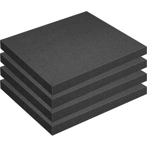 Insert Mousse - Lot de 4 - Polyuréthane Noir - Absorption Chocs - Pour Mallette Outils Et Appareils - 405x305x40 mm (1/5)