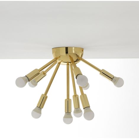 Lampadario in acciaio verniciato oro lucido cm. Ø.38 H.29 (1/4)