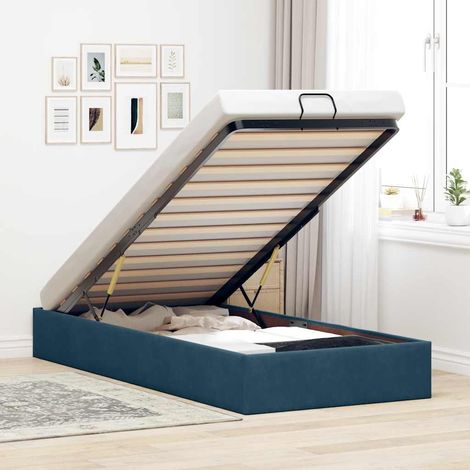 vidaXL Cadre de lit ottoman sans matelas bleu foncé 90x200 cm velours (1/5)