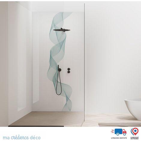 Panneau de douche : Vague dorée 4 - Couleur Bleu turquoise - Alu composite - 90 - 245 (1/2)