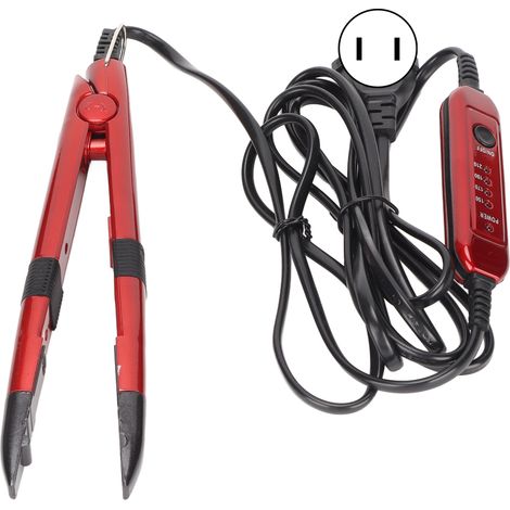 Fer à lisser pour extensions de cheveux ergonomique, professionnel et durable, avec régulateur de température, connecteur rouge, prise américaine 110 V (1/5)