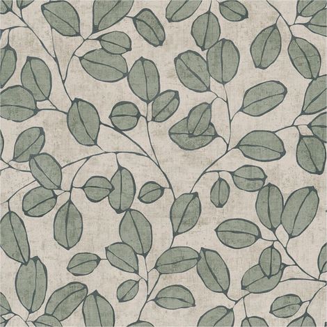Country style wallpaper wall Profhome 791481 hot embossed non-woven wallpaper slightly textured with floral ornaments matt grey olive green quartz grey 5,33 m2 (1/5)