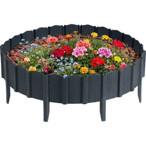 Garden Linea anthrazitfarbene Gartenpalisadenmatte 78,5 x 0,8 x H 10,5 cm