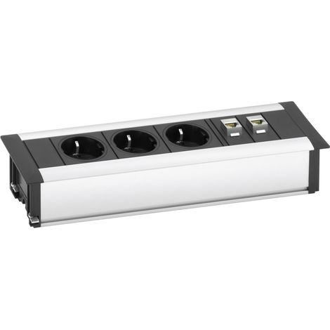 EVOline 159610001000 Steckdosenleiste 3fach Aluminium, Schwarz Schutzkontakt 1 St. (1/5)