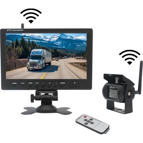 Caméra de recul sans fil 2.4 GHz écran LCD 9 pouces pour camion, bus, caravane, remorque, pelleteuse 12V-24V étanche IP67 angle 120° (1/5)