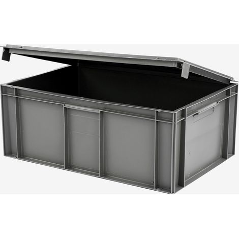 Bac plein 600 x 400 x 246 mm 45 L + couvercle solidaire  - gris - Gilac