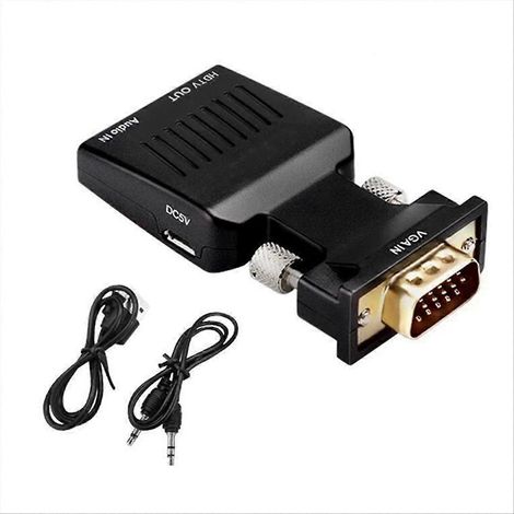 Adaptateur VGA vers AV compatible avec convertisseurs audio et alimentation pour PC, décodeur, TV, moniteur B (1/5)