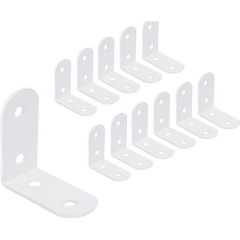 Lot de 12 équerres d'angle en acier inoxydable 40 x 40 mm pour fixation de meubles en bois Blanc (1/5)
