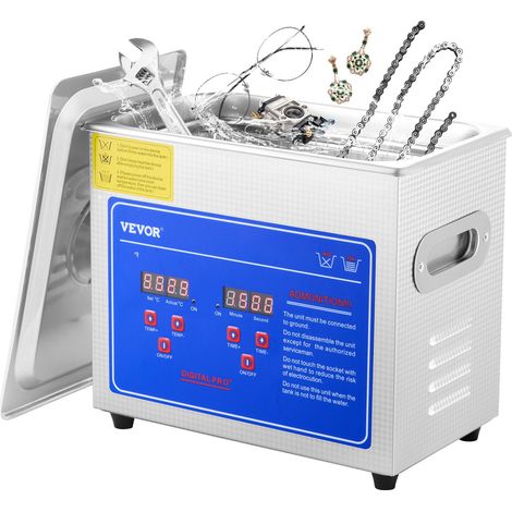 Nettoyeur à Ultrasons Professionnel 2,85 L, Ultrasonic Cleaner 120 W avec Minuterie Numérique et Élément Chauffant, Appareil de Nettoyage Ultrasonique pour Bijoux Lunettes Montres Bagues (1/5)