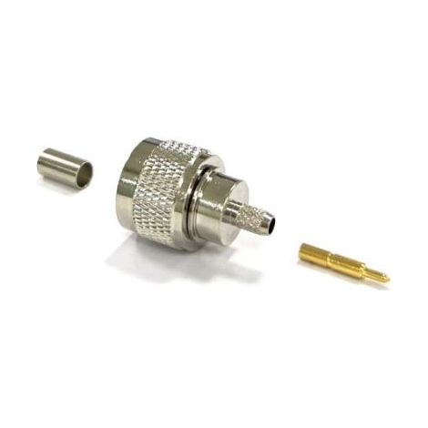Connecteur coaxial RS PRO Mâle Droit, raccordement A sertir, A souder 50O Montage sur câble ( Prix pour 1 )