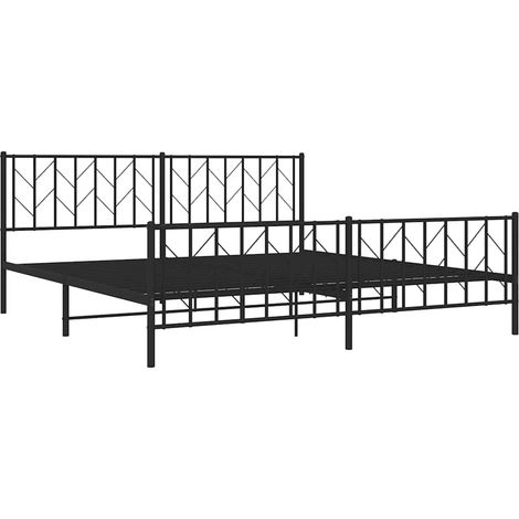 vidaXL Giroletto con Testiera e Pediera Metallo Nero 193x203 cm (1/5)