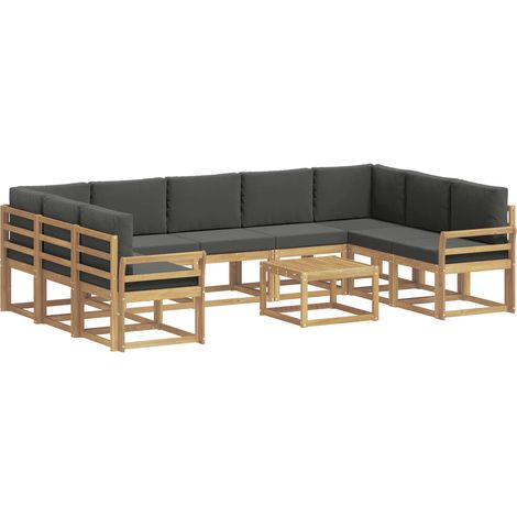 Set di divani da esterno 10 pz Bianco e Antracite Poliestere vidaXL (1/5)